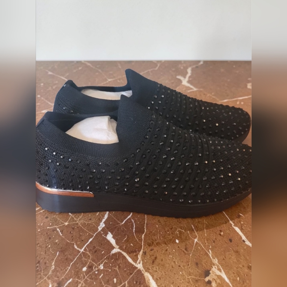 Kenneth Cole Black Slip-On Shoes with Silver Detail